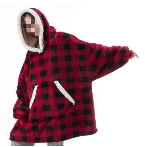 Pullover Fleece Pajamas Women's Padded and Thickened Home Cold-proof Robe Women's Couples Clothing Sweater Fleece Warm Clothes