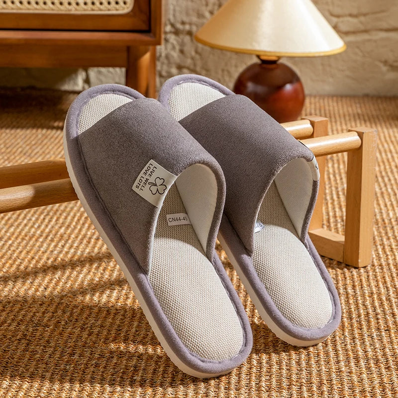 Slippers for Men,Non-Slip Soft-Soled Indoor House Slippers for Spring&Summer, All-Season Linen Home Comfortable Slippers - Belvar