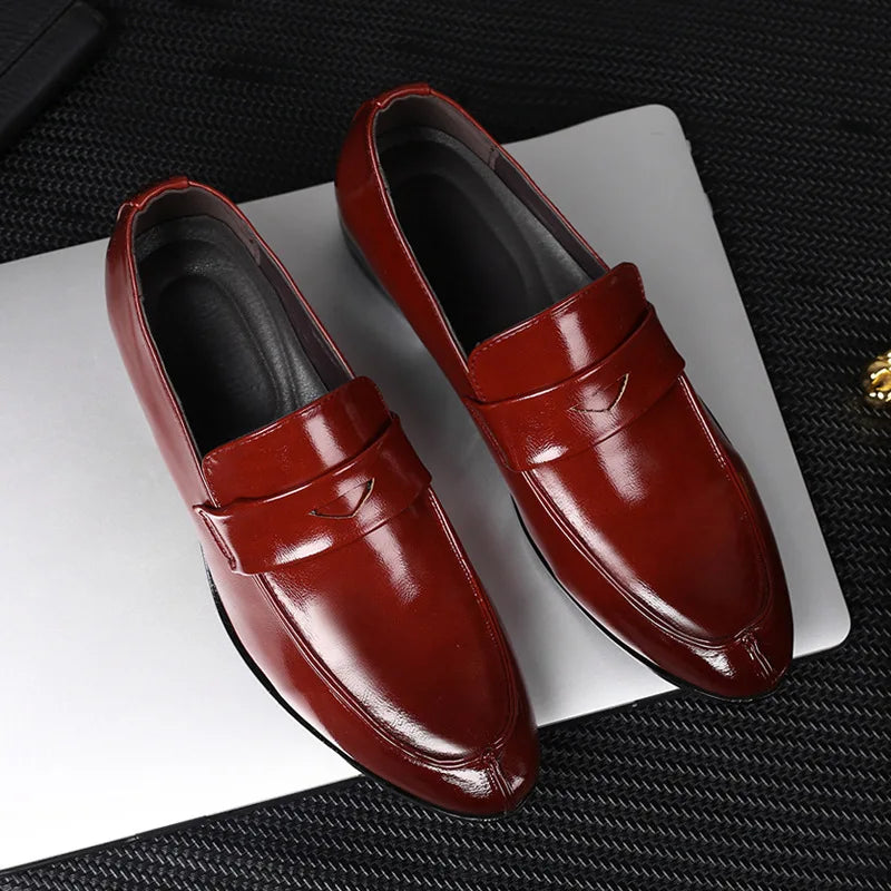 Men's Shoes Loafers Dress Man British Casual Single Leather Small Square Toe Mens Genuine Shoe Formal Black Elegant Good Quality - Belvar