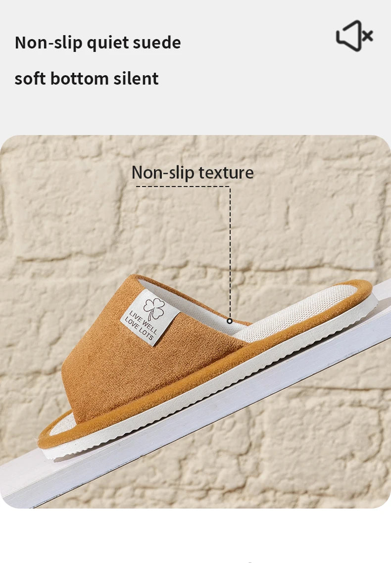 Slippers for Men,Non-Slip Soft-Soled Indoor House Slippers for Spring&Summer, All-Season Linen Home Comfortable Slippers - Belvar