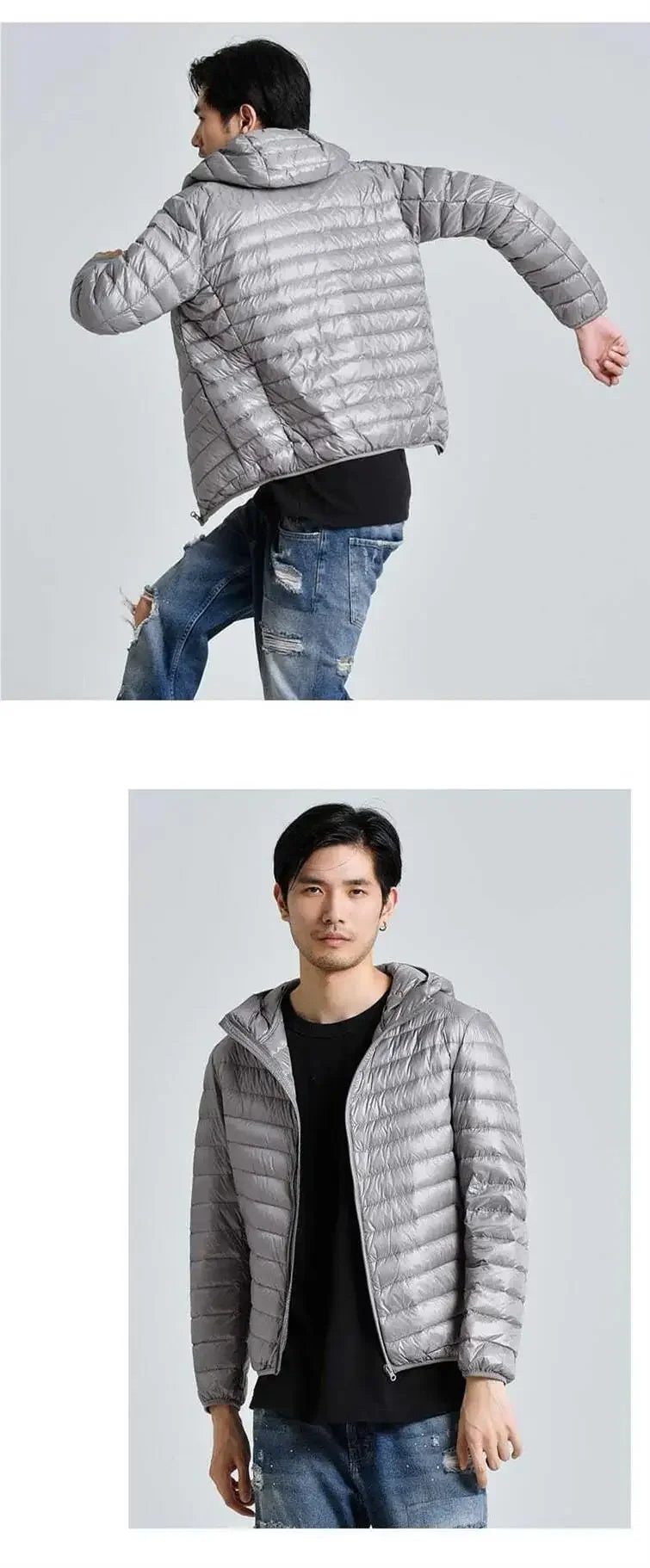 Trendy Lightweight Down Cotton Coat Men's Stand Collar Slimming Smooth Cotton Jacket For Youth Men Casual Scene