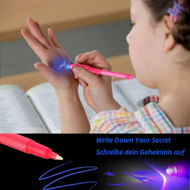1/4 Pcs Invisible Ink Pen Spy Pen with UV Light Magic Marker for Secret Message Treasure Box Prizes Kids Party Favors Toys Gift