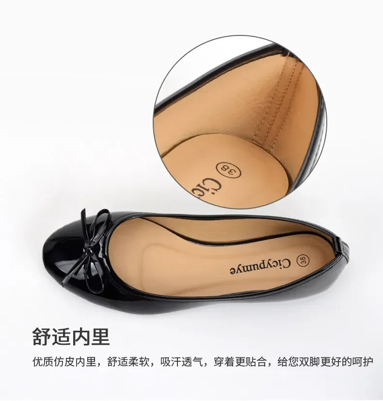 Ballet Flats Shoes Women Classics Casual Loafers Red Patent Leather Lady Fashion Design Bowknot Shoes for Woman's Spring/Autumn - Belvar