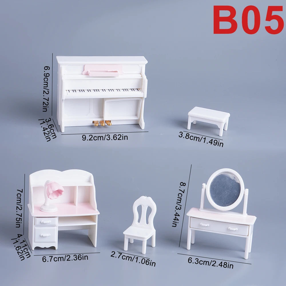 1:12Dollhouse Miniature Furniture Toys Set DIY Forest Family Kids Girls Pretend Play Furniture Toys Gift for Christmas Birthday