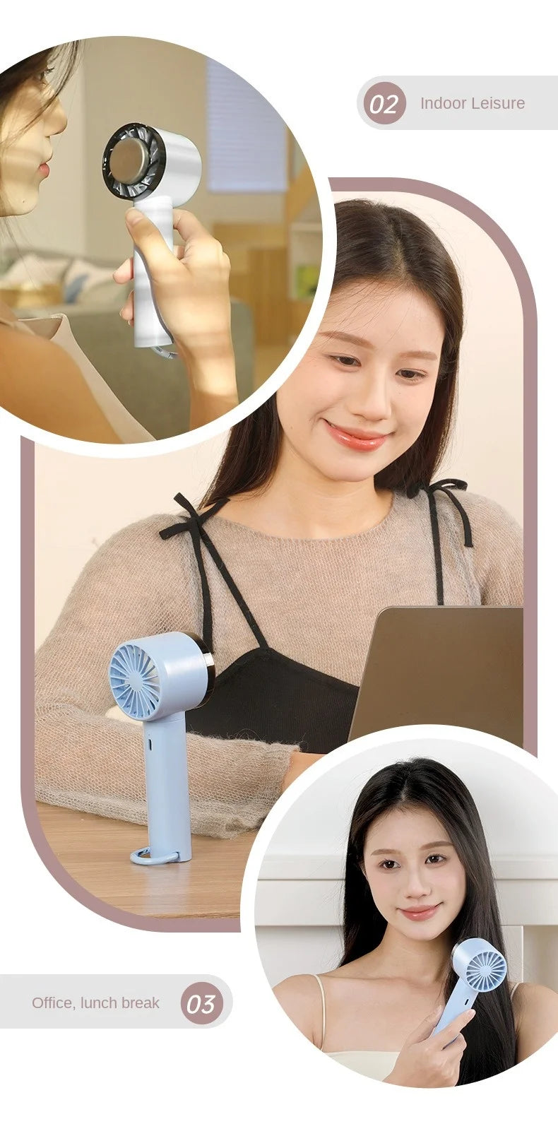 Portable Hand Fan Cooling refrigeration Hanging backpack small fan outdoor 2000mAh usb Rechargeable Handheld Fan
