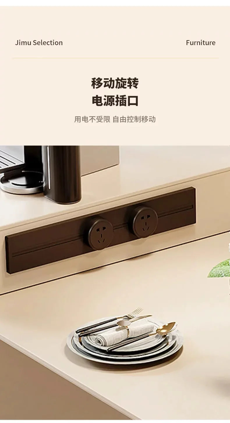 Kitchen Island with Extendable Dining Table Integrated Rolling Kitchen Storage Household with Slate Rack Cabinet for Kitchen