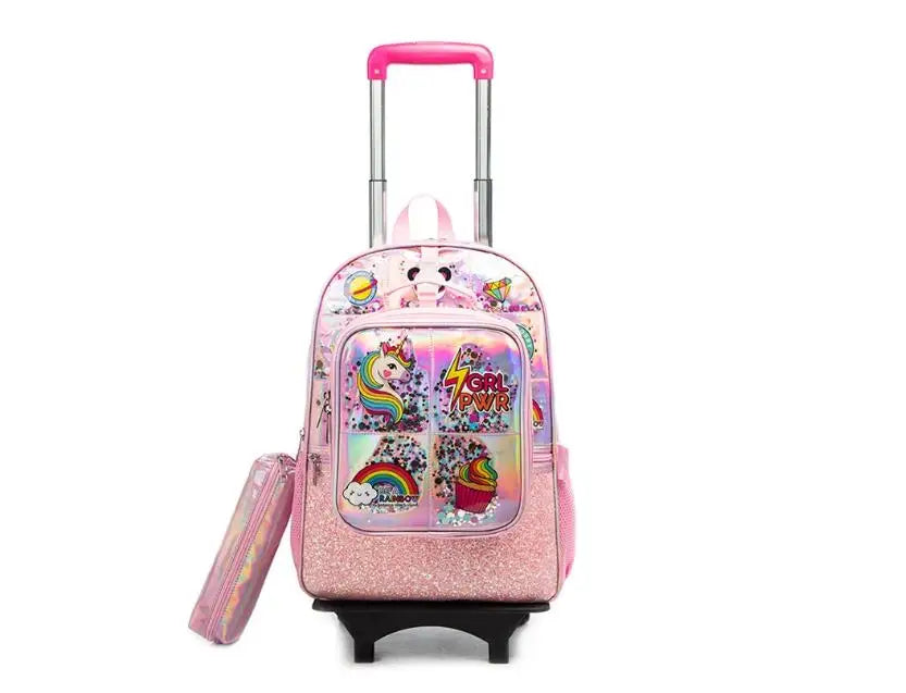 School Wheeled backpack Bag School bag with wheels Trolley Satchel bag Kids School Rolling backpack for girls School Trolley Bag