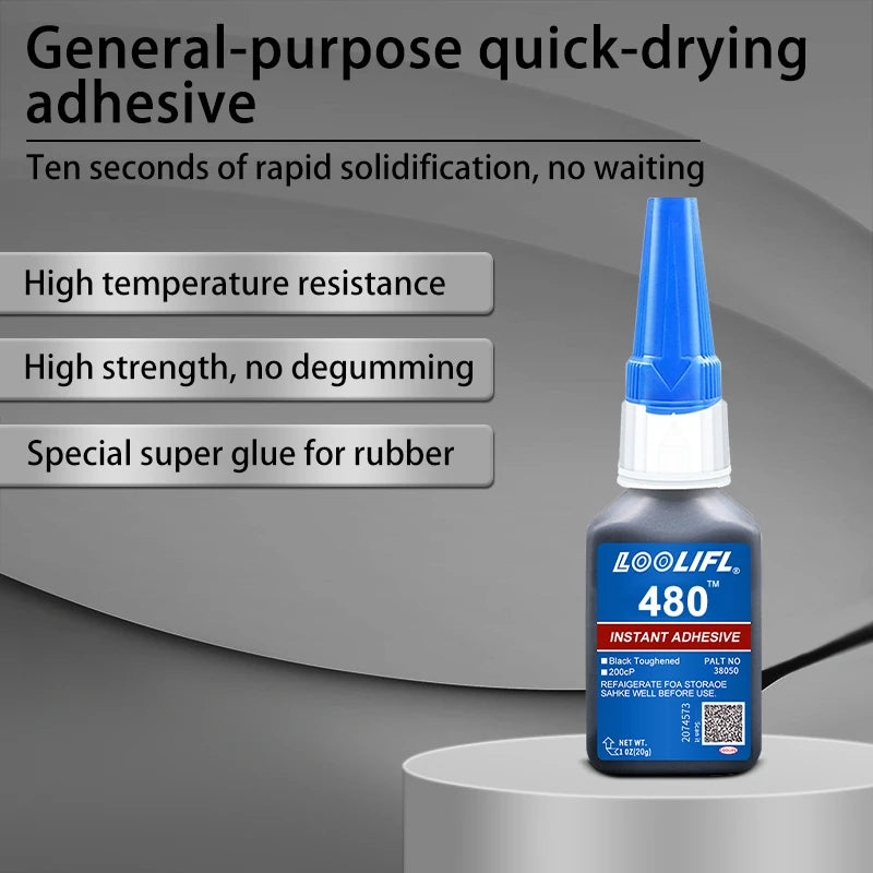 LOOLIFL 480 Black Super Black glue for Plastic Wood Metal tyres Rubber shoes Strong Adhesive Repair - Belvar