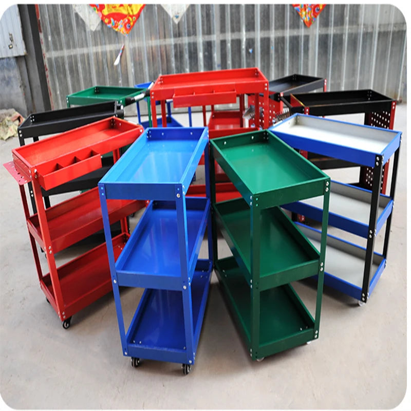 Mechanical Workshop Tools with Wheels, Tool Carts 3-layer Mobile Tool Car, Multifunctional and Heavy-duty Auto Repair Parts Car - Belvar
