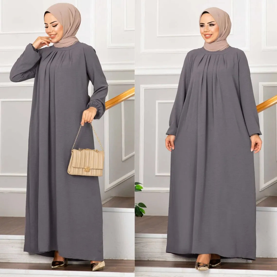 Turkish Muslim Dress Modest Pleated Dresses Abayas for Women Ball Evening Robe Femme Musulmane Dubai Abaya Kaftan Islam Clothing