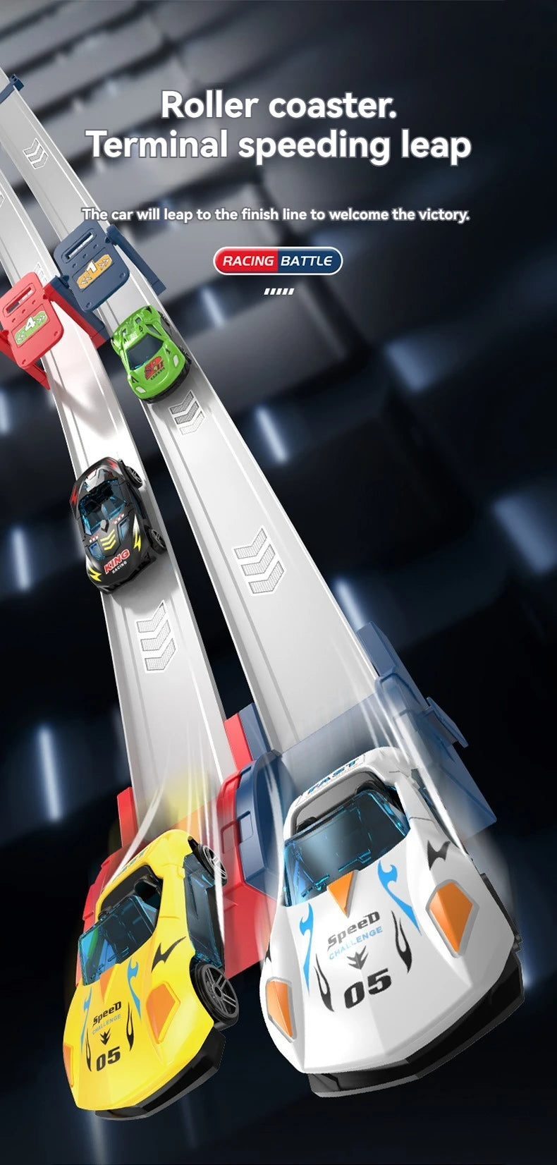 Rail Car Track with Racing Track Racing Set Toy Vehicle Alloy Car Kids Catapult Car Competitive Play Game for Children Gift DIY