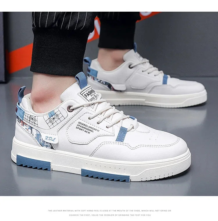 Men's shoes 2024 summer new breathable white shoes men's trendy and versatile thick soled sports board shoes trendy shoes - Belvar