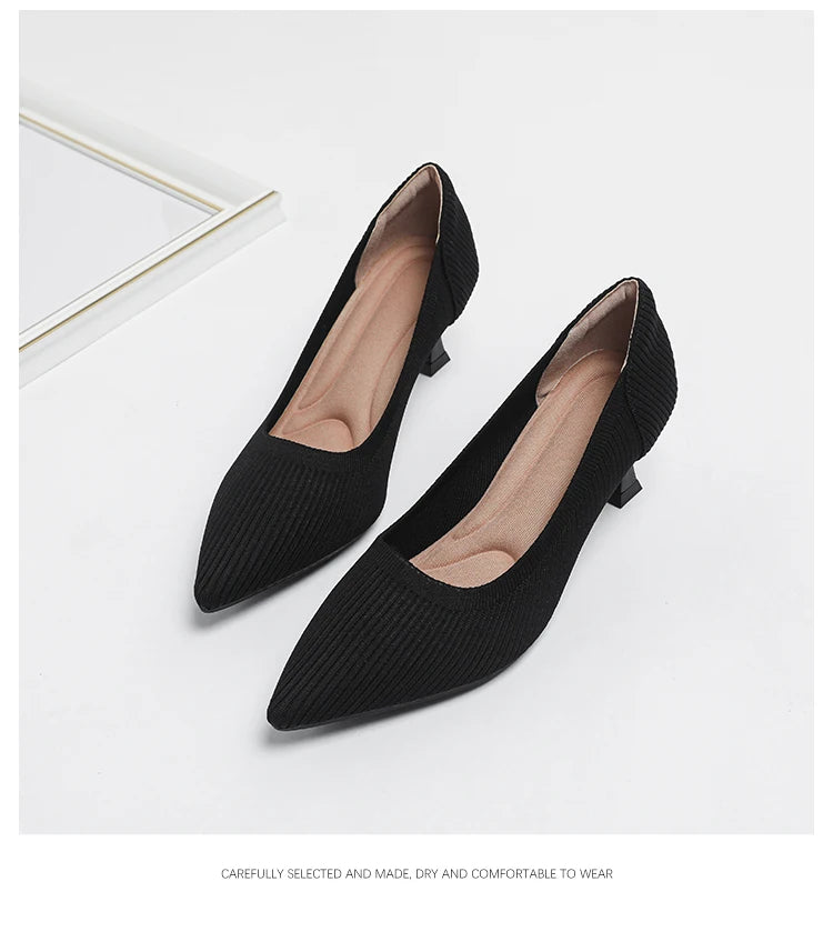 Women's High Heels Fashion Pattern Soft Knitted Comfortable Breathable Shoes 2025 New (6cm High) - Belvar