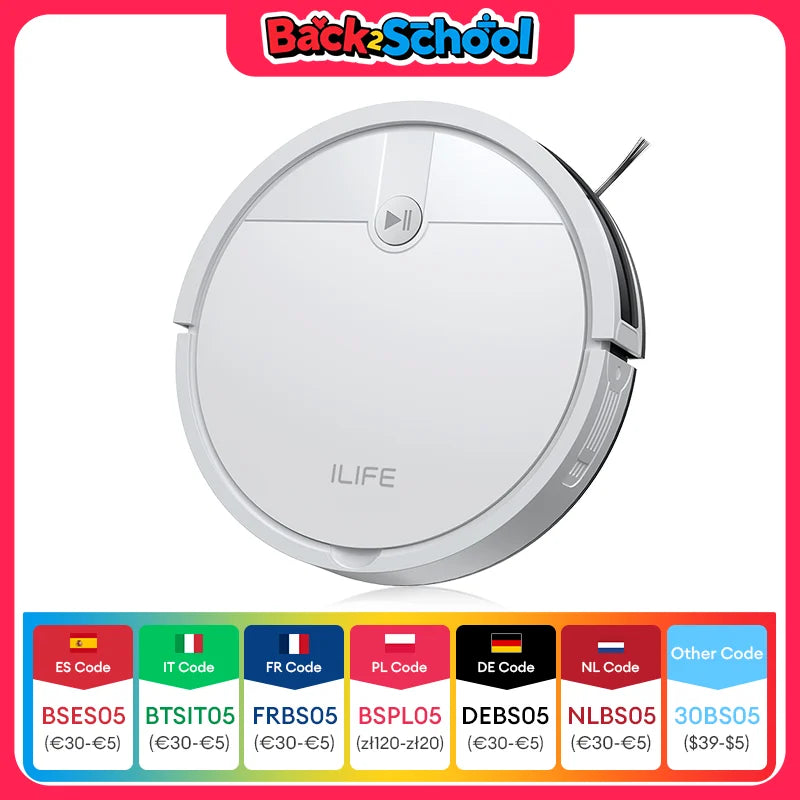  ILIFE V2 Robot Vacuum Cleaner, 120 Min Runtime, Self-Charging Robotic Vacuum, Slim, Quiet, Ideal for Pet Hair and Hard Floors