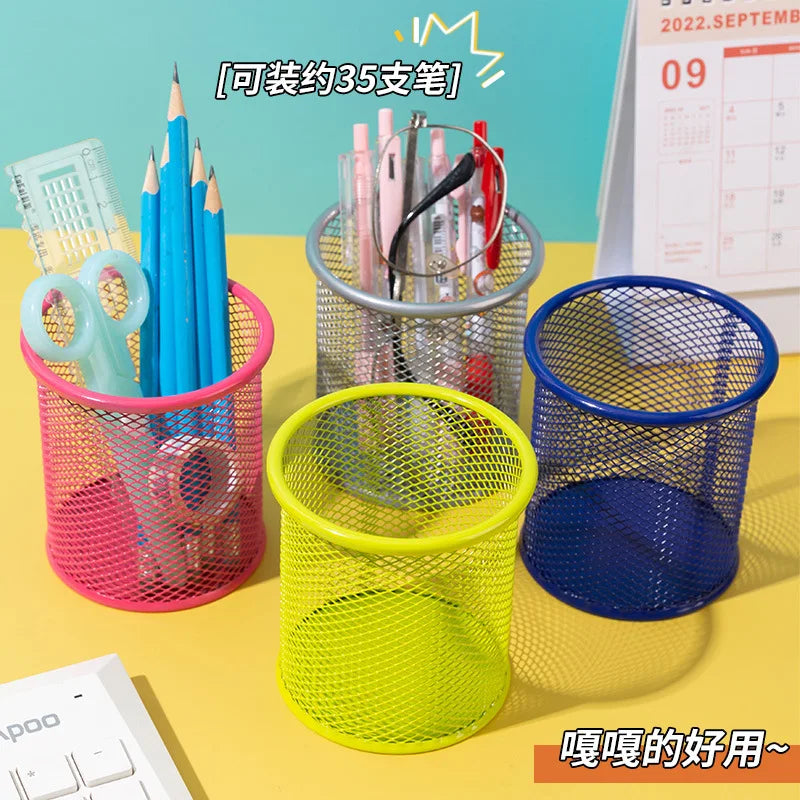 1Pcs New Pencil Holder Office Desk Metal Mesh Square Pen Pot Cup Case Container Organiser Durable Pencil Case