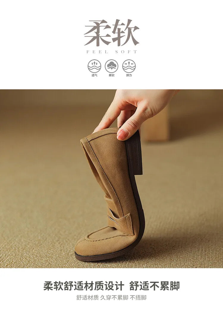 Shoes for Women 2024 Summer Brown Casual Flats Ladies Shoe Fashion Suede Loafers Soft Sole Non-Slip Feminino Zapatos Mujer - Belvar