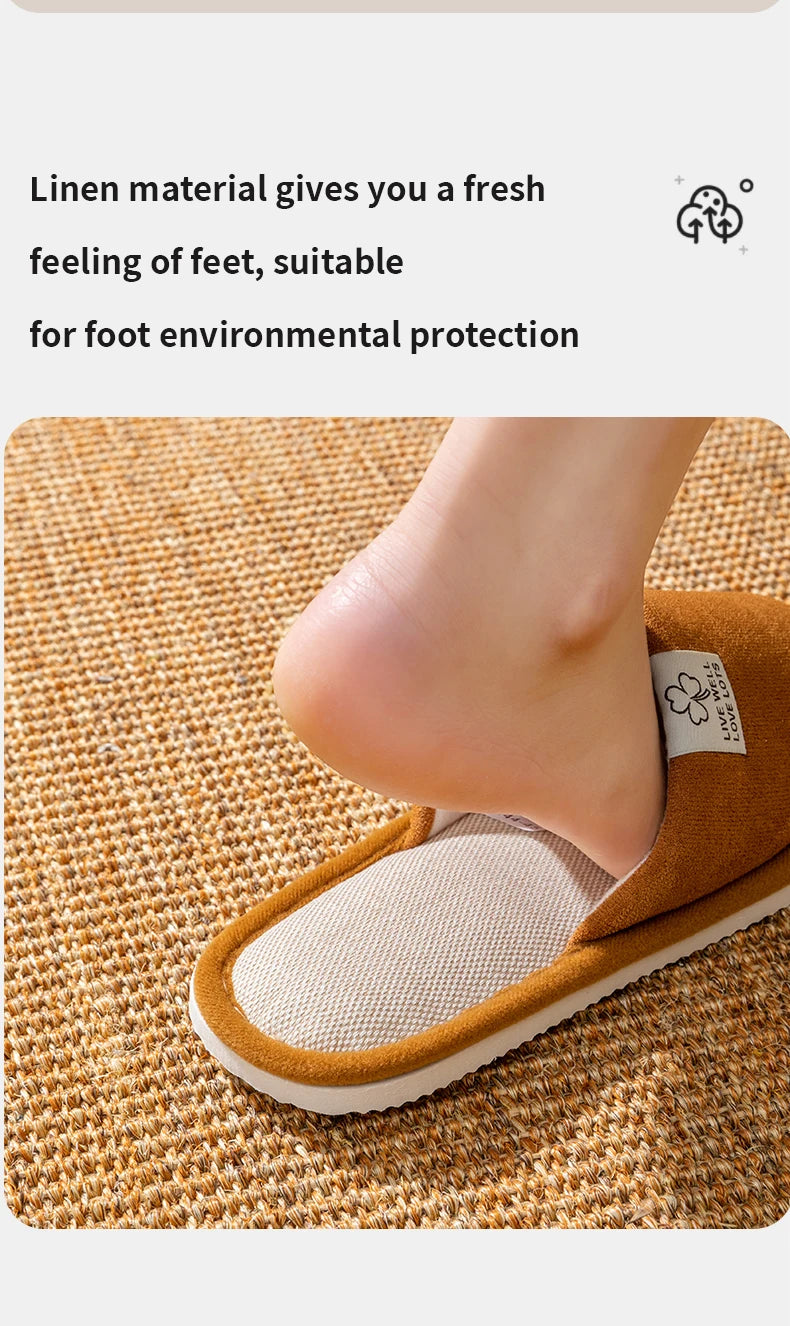 Slippers for Men,Non-Slip Soft-Soled Indoor House Slippers for Spring&Summer, All-Season Linen Home Comfortable Slippers - Belvar