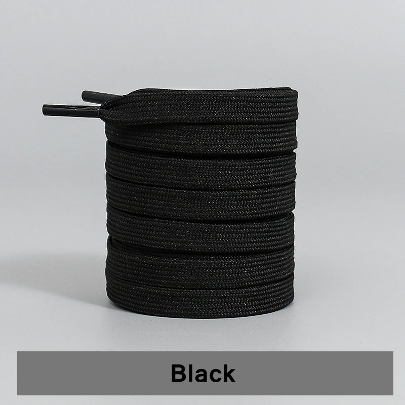 1 Pair Black White Shoe Laces Flat Double Woven Anti-slip Polyester Shoelaces Sports Casual White Shoes Classic Shoelace