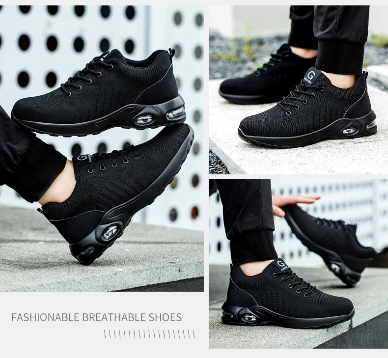 Safety shoes for men and women, breathable work sports shoes, steel toe shoes, puncture resistant safety protection shoes
