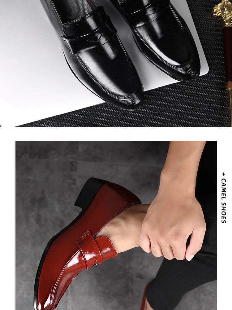 Men's Shoes Loafers Dress Man British Casual Single Leather Small Square Toe Mens Genuine Shoe Formal Black Elegant Good Quality - Belvar