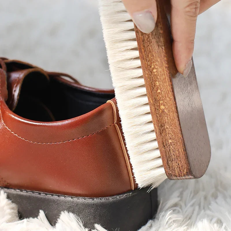 Shoe brush wool hair leather care shoe polish boot cleaner shoe care Multifunctional Soft wool shoe brush with wooden handle