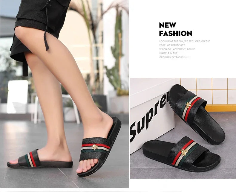 Fashion Brand Slippers for Men Ultra Soft Slides Non-slip Wear-resistant Sandals Men Casual Summer Indoor Outdoor Slippers - Belvar