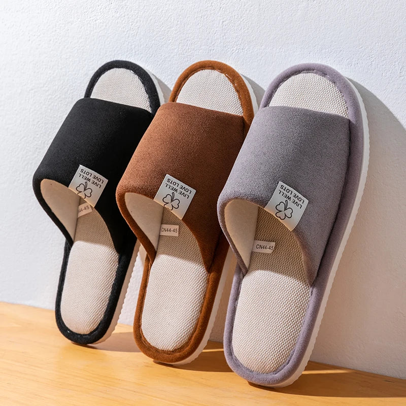 Slippers for Men,Non-Slip Soft-Soled Indoor House Slippers for Spring&Summer, All-Season Linen Home Comfortable Slippers - Belvar