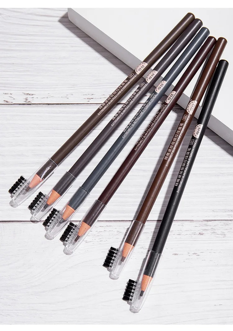 1/3/5/10pcs Ultra-fine Eyebrow Pencil 2mm Line Smooth Soft Eyebrow Pencil Brown Waterproof Long Lasting Make-up Pen with Brush