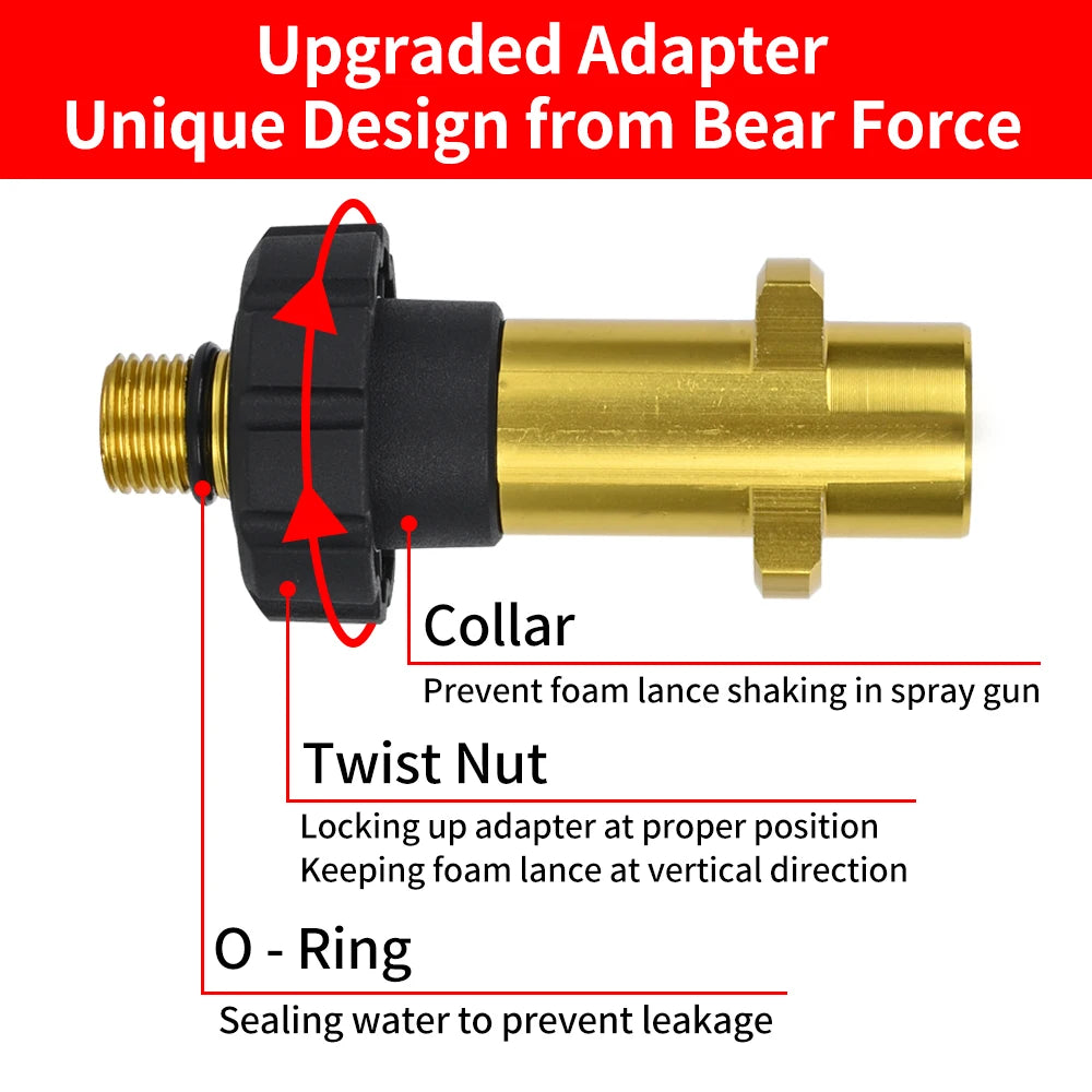 Pressure Washer Brass Snow Foam Lance Foam Nozzle Car Wash Foam Maker for Karcher Elitech Bort AR Bosch Michelin Pressure Washer