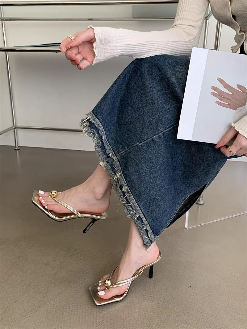 Women High Heels Slippers Designer Heeled Sandals Elegant Shoes Woman Summer 2025 Trend Fashion Fliop Flops Casual Slides Mujer - Belvar