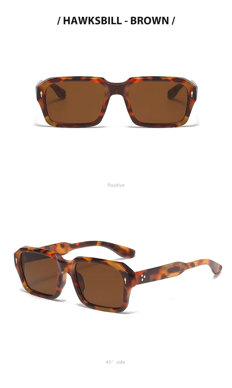 2024 New Square Sunglasses Personalized Sunscreen Ink High Quality Men's Retro Black Classic Rivet Fashion Glasses