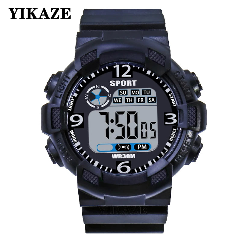 YIKAZE Men's Digital Electronic Watch Sports Glow 55mm Large Dial Student Outdoor Adventure Trend Multifunctional Watches Clock