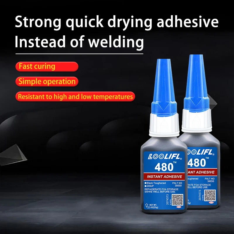 LOOLIFL 480 Black Super Black glue for Plastic Wood Metal tyres Rubber shoes Strong Adhesive Repair - Belvar