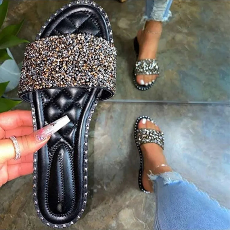 Lady Spogy Sole Tender Feet Shoes Cheap Pricing No Heel Bling Crystal Italian Blue Orange Slippers Yellow Slides For Women 43-35 - Belvar