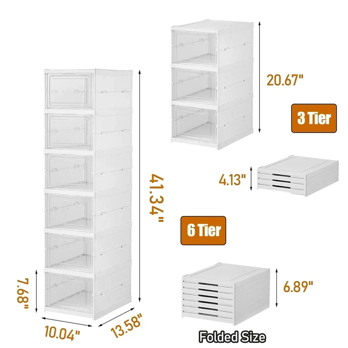 6 Layers Shoes Box Foldable Transparent Sneaker Shoe Storage Organizers Box Stackable Dustproof High-top Cabinet Shoe Rack Shelf - Belvar