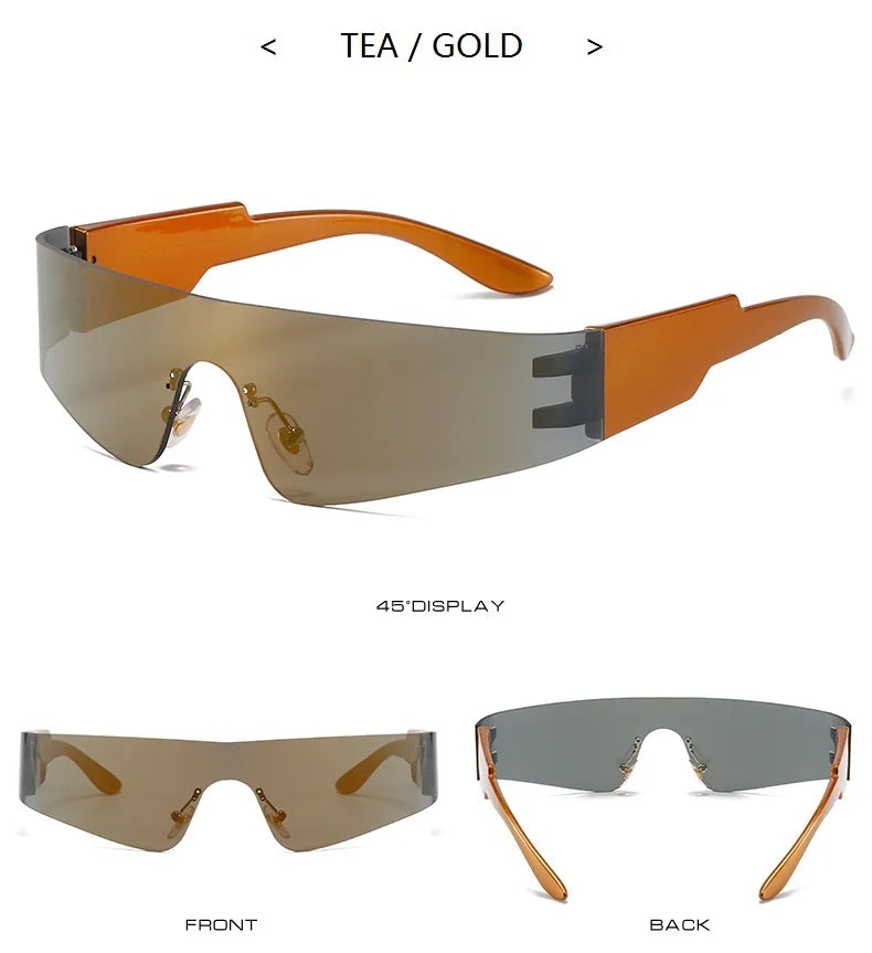 2000S Aesthetic Y2K Sunglasses Men One Piece Sports Sun Glasses Women Vintage Wrap Around Shades Fashion Punk Goggle Eyewear