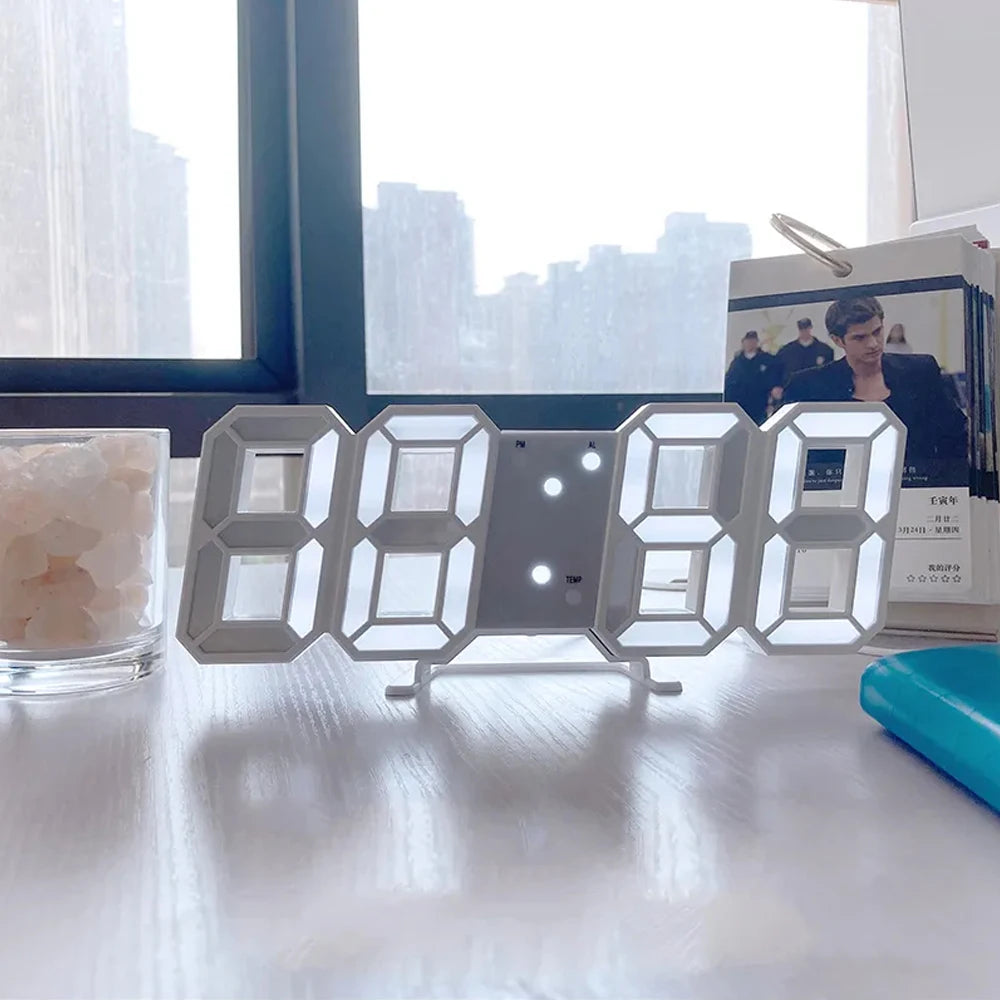 3D LED Digital Clock Luminous Fashion Wall Clock Multifunctional Creative USB Plug in Electronic Clock Home Decoration