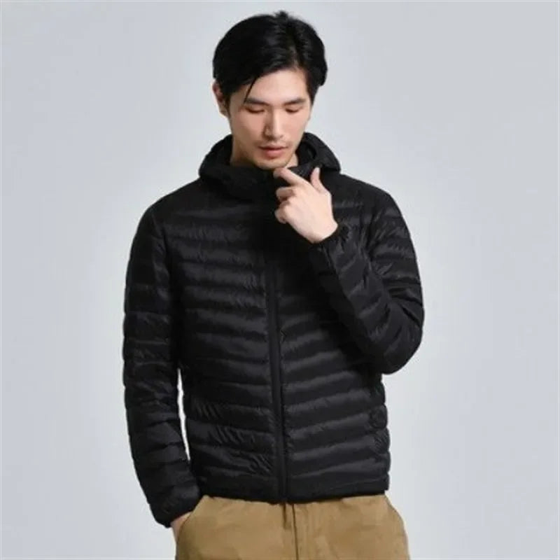 Trendy Lightweight Down Cotton Coat Men's Stand Collar Slimming Smooth Cotton Jacket For Youth Men Casual Scene