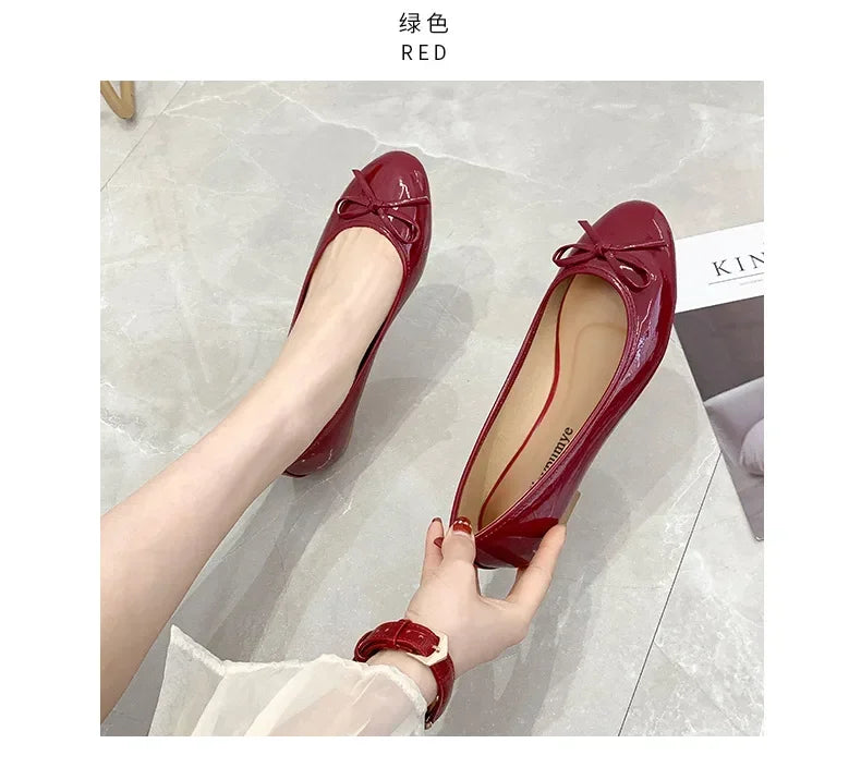 Ballet Flats Shoes Women Classics Casual Loafers Red Patent Leather Lady Fashion Design Bowknot Shoes for Woman's Spring/Autumn - Belvar