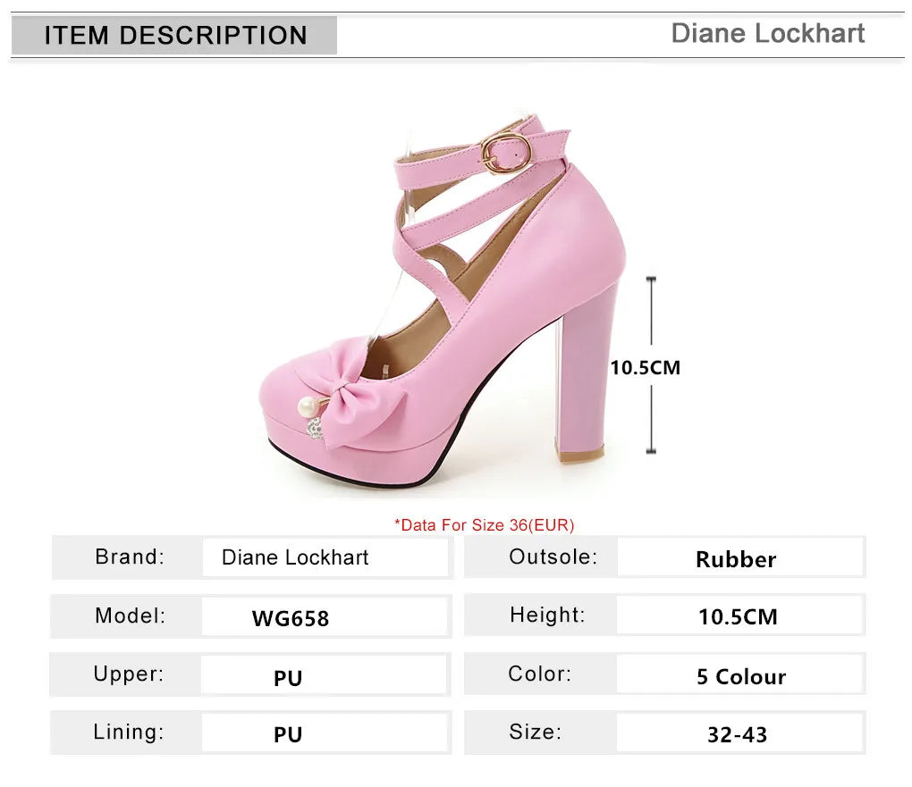 High Heels Women 2025 Trend Chunky Heels Platform Lolita Mary Jane Elegant Party Korean Shoes Dress White The Glossy Fashion - Belvar