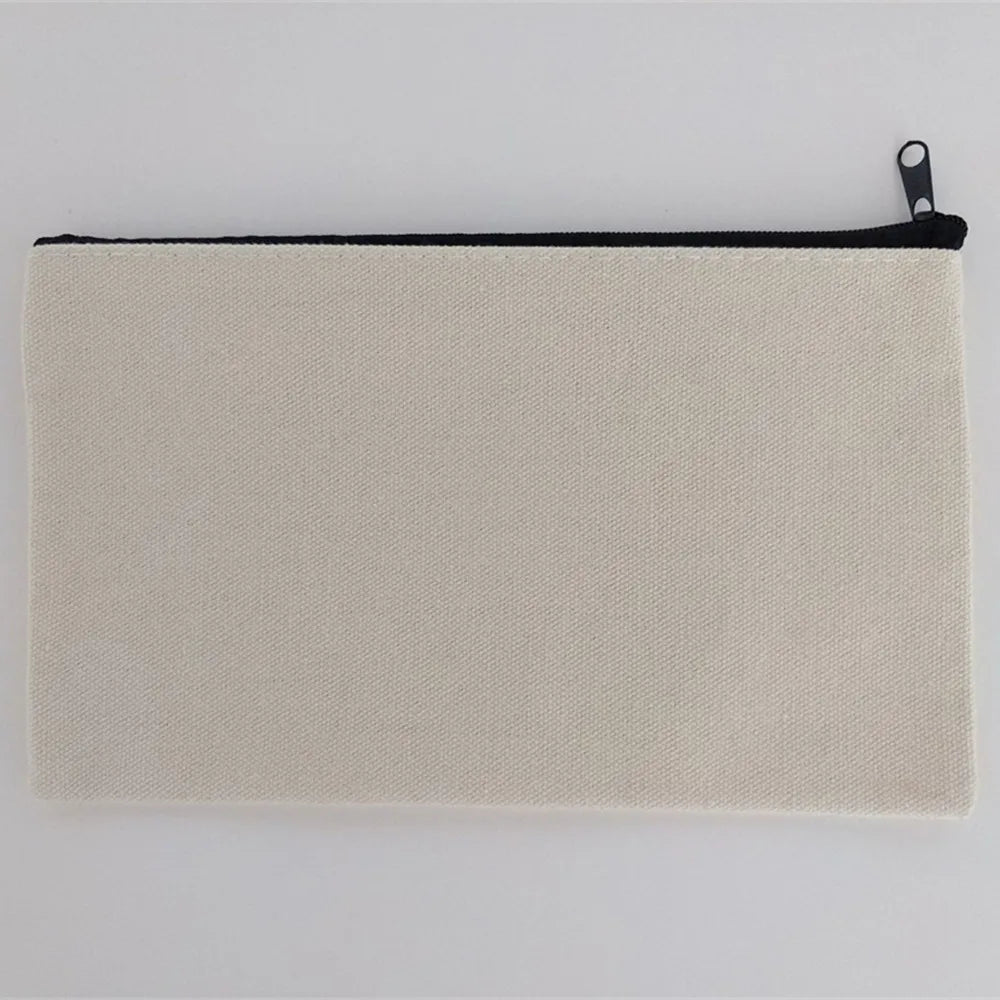1Pcs Canvas Zipper Bags Multifunctional Blank DIY Craft Pouches Pencil Cosmetic Jewelry Bags Case Pouch For Home School Travel