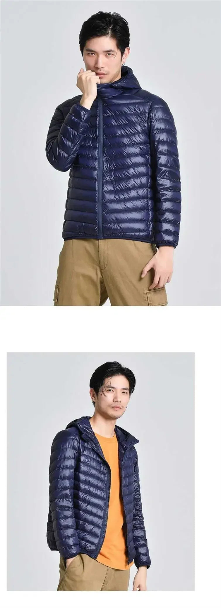 Trendy Lightweight Down Cotton Coat Men's Stand Collar Slimming Smooth Cotton Jacket For Youth Men Casual Scene