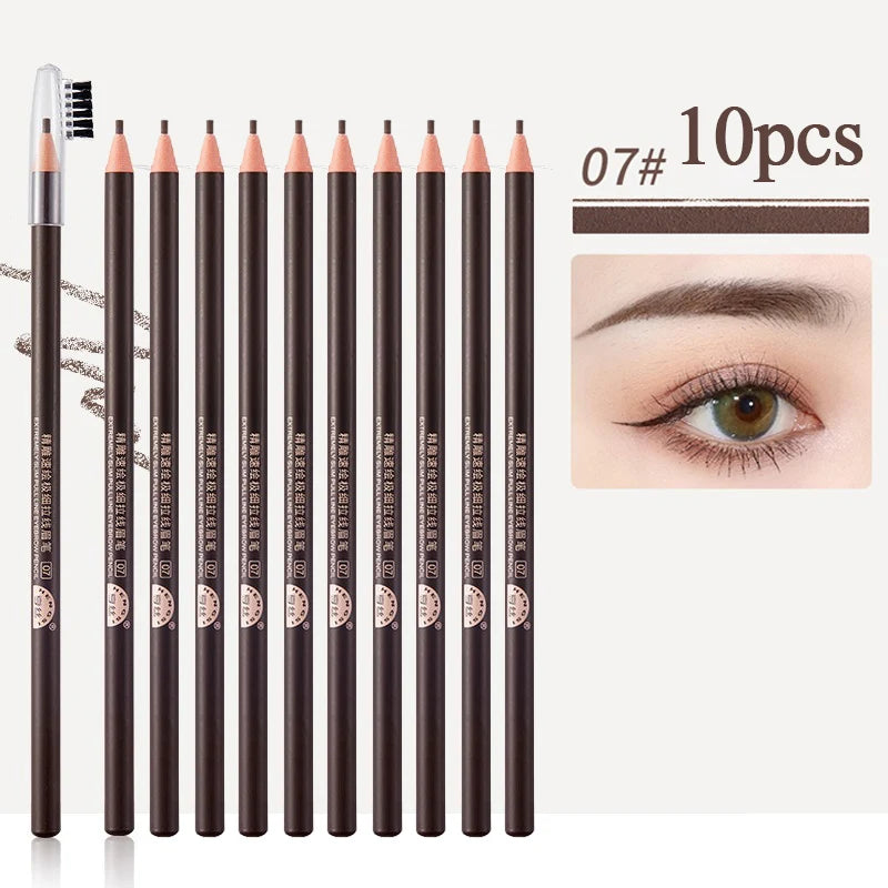 1/3/5/10pcs Ultra-fine Eyebrow Pencil 2mm Line Smooth Soft Eyebrow Pencil Brown Waterproof Long Lasting Make-up Pen with Brush