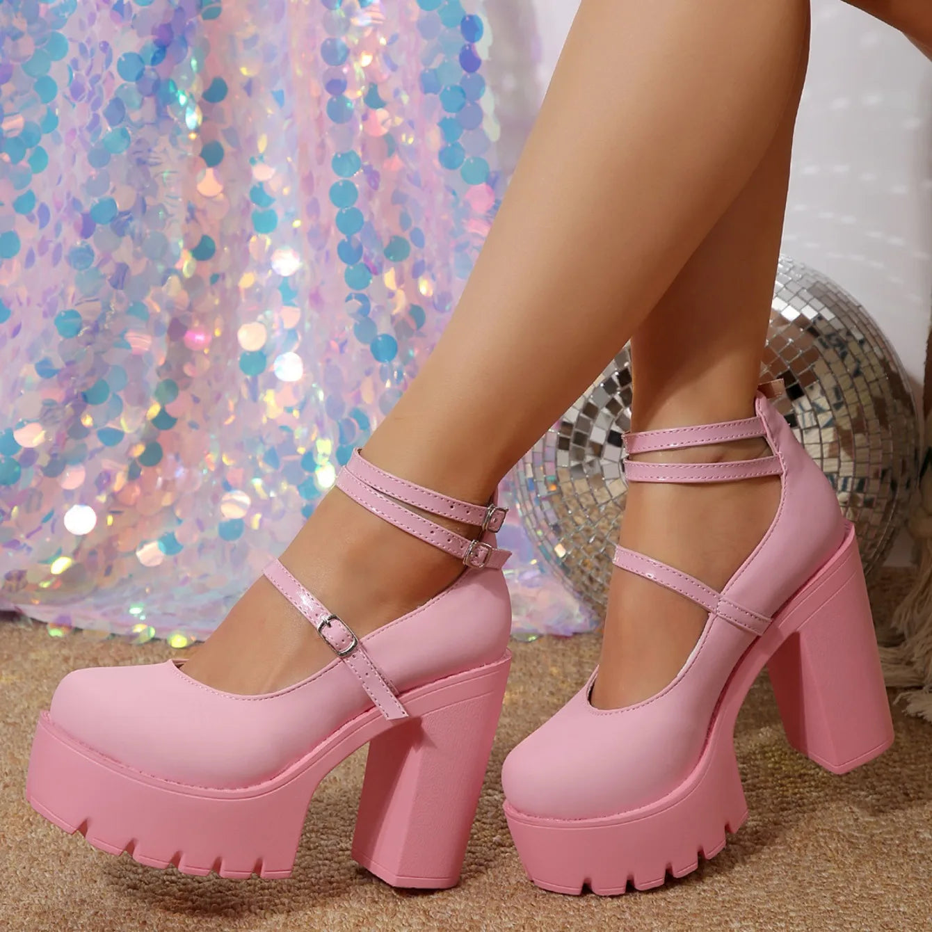 High Heels Women Mary Janes Shoes Woman Platform Fashion Sandals Women Summer New Dress Lolita Shoes Chunky Pumps Zapatos Mujer - Belvar