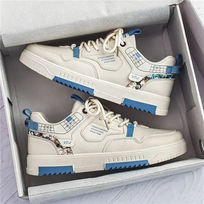 Men's shoes 2024 summer new breathable white shoes men's trendy and versatile thick soled sports board shoes trendy shoes - Belvar
