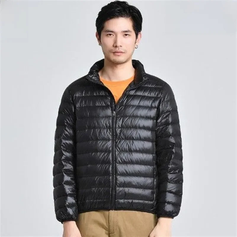 Trendy Lightweight Down Cotton Coat Men's Stand Collar Slimming Smooth Cotton Jacket For Youth Men Casual Scene