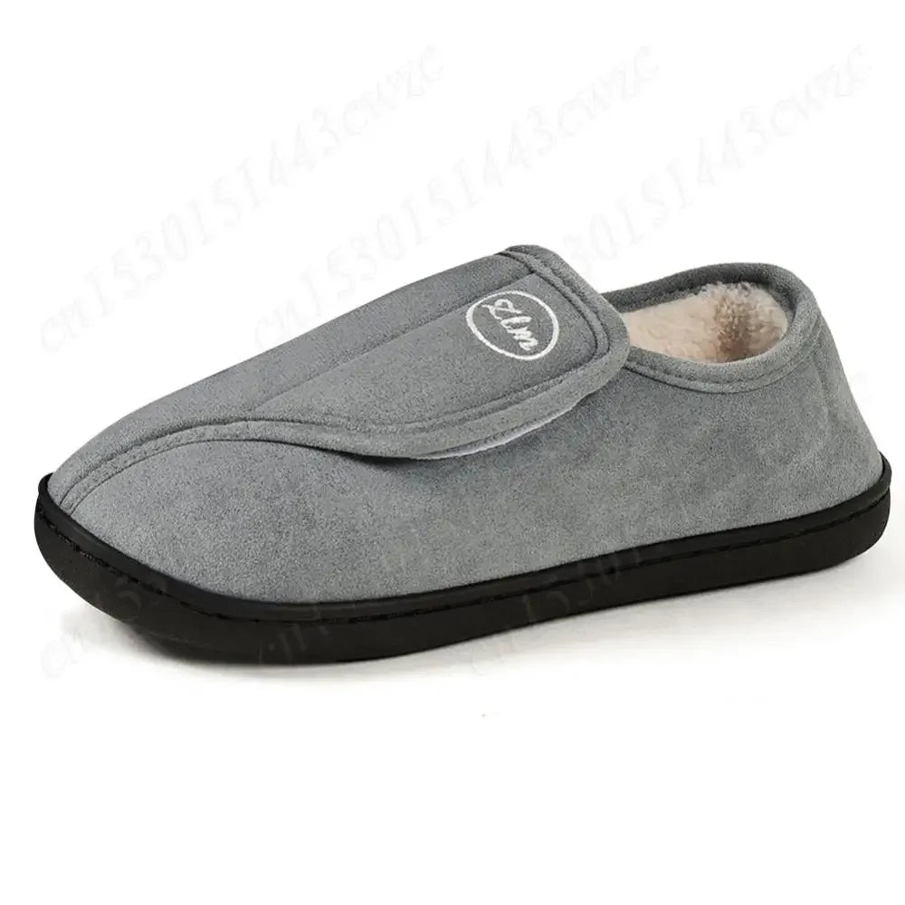 House Shoes for Men Suede Leather Slippers Non-Slip Slip-on Shoes Comfy Warm Plush Indoor/Outdoor for Diabetic Swollen Feet - Belvar