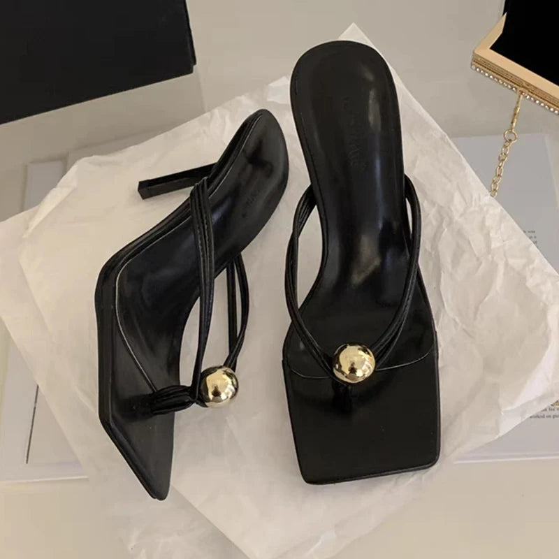 Women High Heels Slippers Designer Heeled Sandals Elegant Shoes Woman Summer 2025 Trend Fashion Fliop Flops Casual Slides Mujer - Belvar