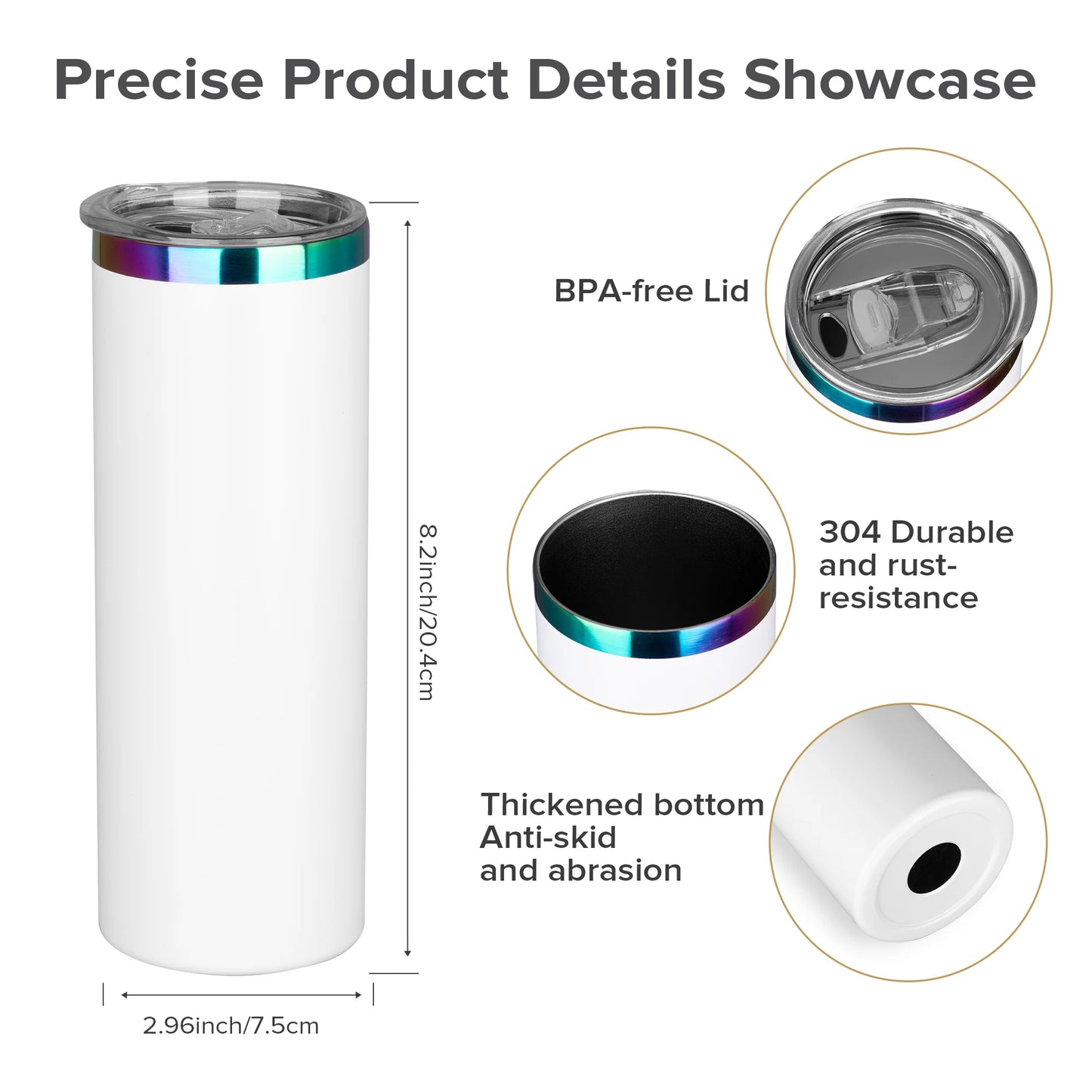 25 Pack20OZ powder coated Tumbler, Vacuum water bottles in Gold-Plated, Silver, and Rainbow styles, Laser engraved drinkwarecups