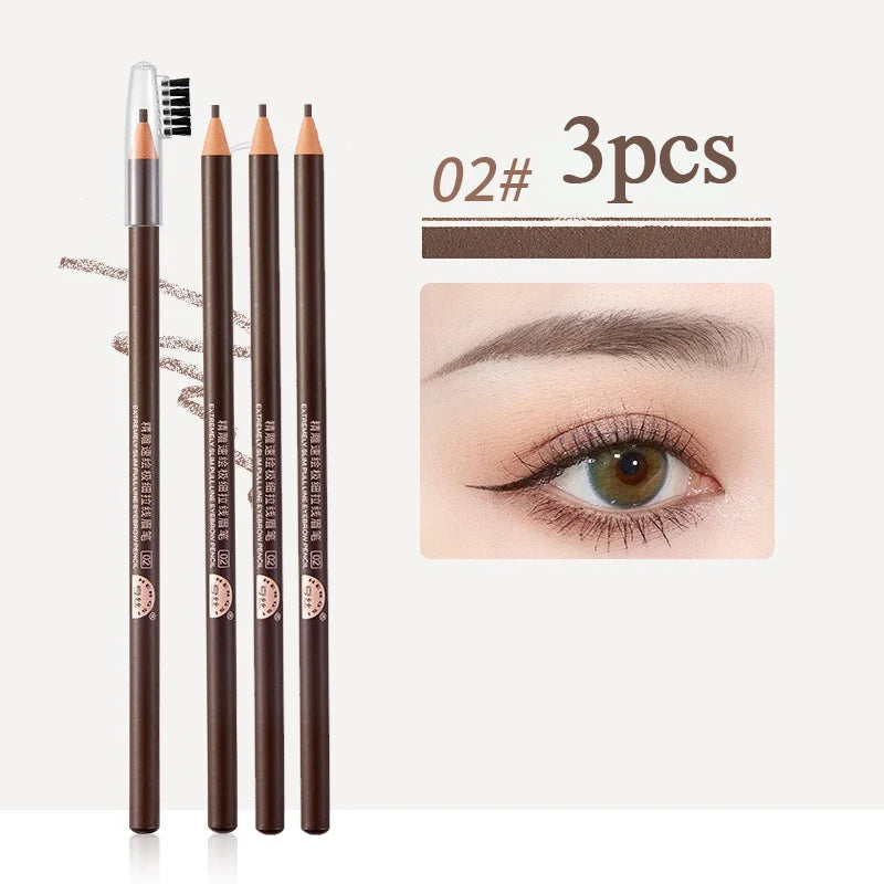 1/3/5/10pcs Ultra-fine Eyebrow Pencil 2mm Line Smooth Soft Eyebrow Pencil Brown Waterproof Long Lasting Make-up Pen with Brush